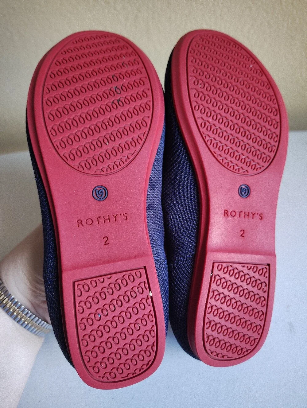 Rothy's Girls The Loafer Navy Blue Knit Slip On Flat Shoes Size Kids 2 School